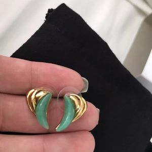 BN RACHEL ZOE JADE GOLD PLATED STUDS EARRINGS